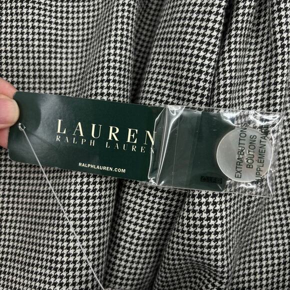Lauren Ralph Lauren 100% Linen Blazer Jacket Button Up Black White Plaid Size 16 - Picture 7 of 11